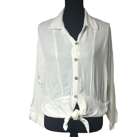 Vintage Havana Sparkle Stripes Tie Front Crop Top N0302 - Picture 3 of 12